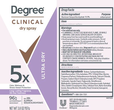 Label (Degree Clinical Dry Spray Ultra Dry Antiperspirant Deodorant)
